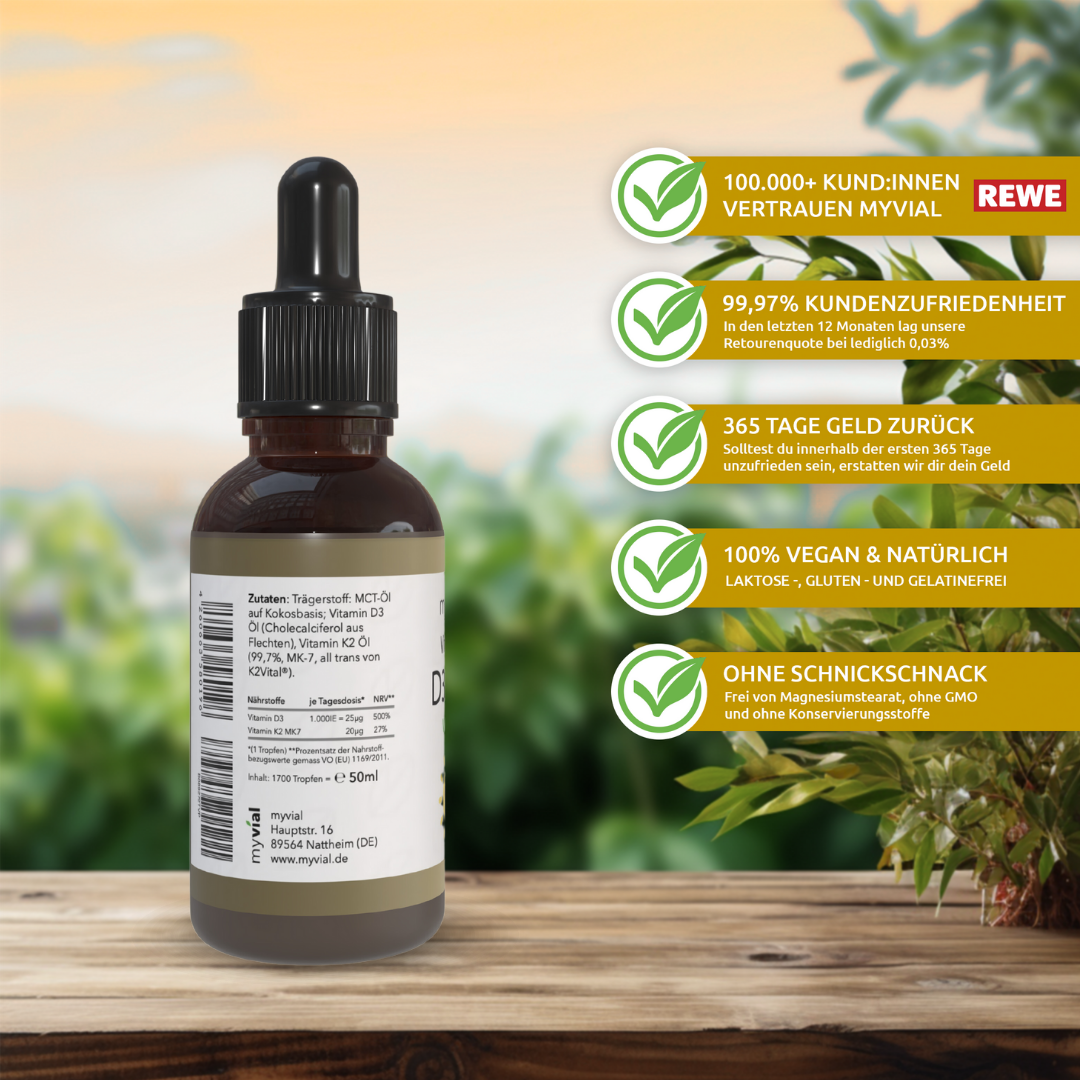 Vitamin D3 + K2 Tropfen – Vegan & Hochdosiert