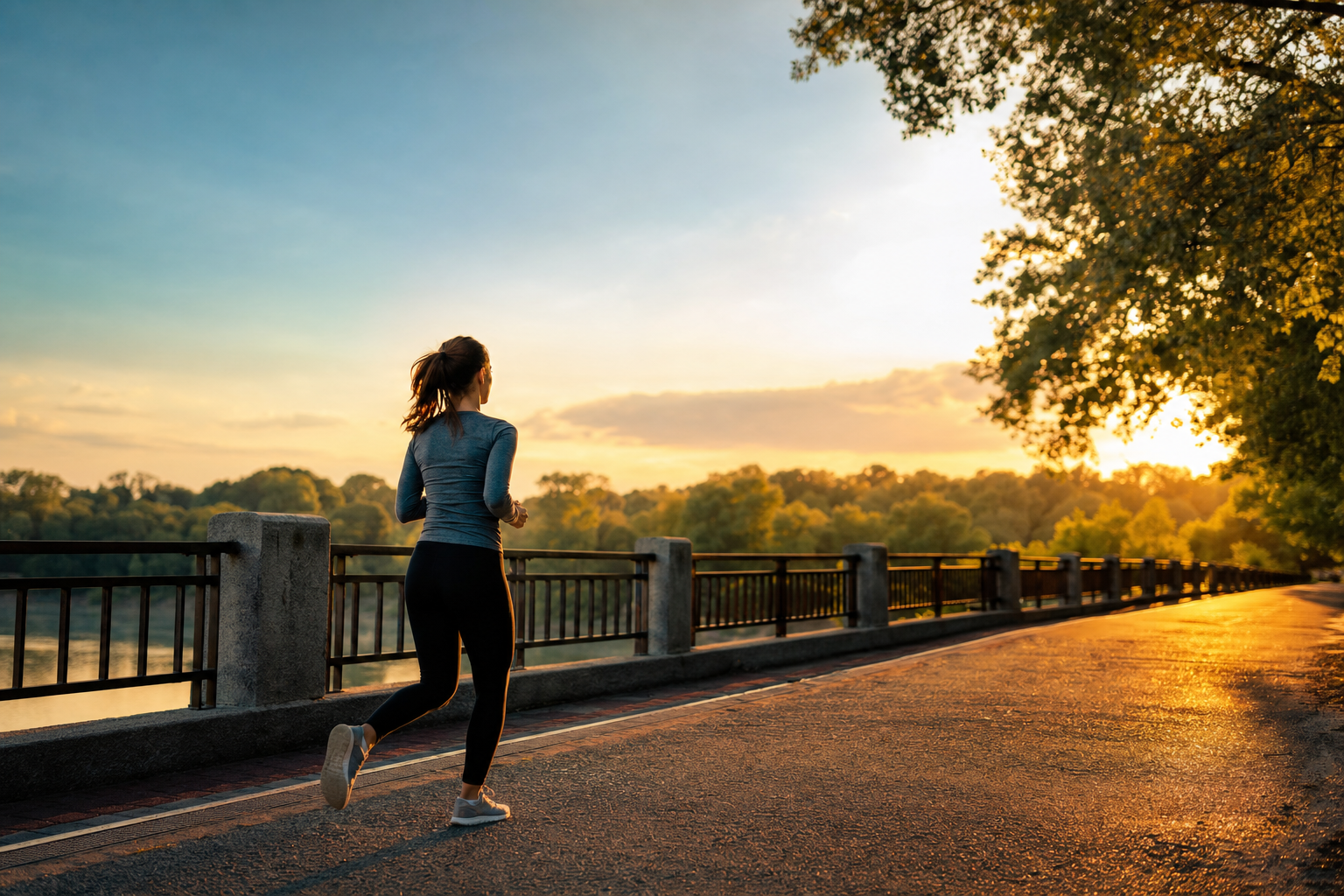 Aktiver Lebensstil – Joggen bei Sonnenuntergang